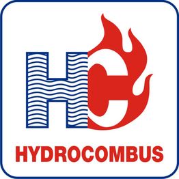 Logo de Hydrocombus con letras HC en azul y rojo, combinando agua y fuego.