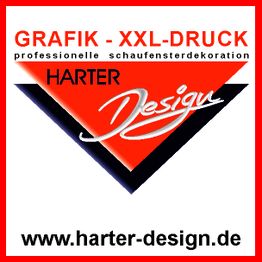 Rotes Dreiecklogo mit Schriftzug "Harter Design", Webseite unten: www.harter-design.de.