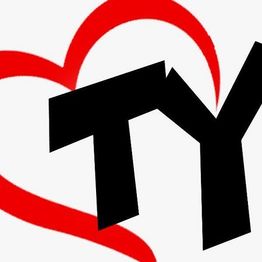 Zwarte letters "TY" op witte achtergrond met rode hart omcirkeling.