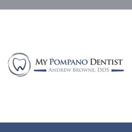 Logo of "My Pompano Dentist, Andrew Browne, DDS" with a tooth icon on the left.