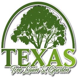 Logo featuring a large tree silhouette above "Texas Tree Lawn & Garden" in green and white text.