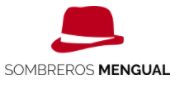 Logotipo de Sombreros Mengual con un sombrero rojo y texto en negro.