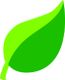 Grünes Blatt-Icon auf weißem Hintergrund, symbolisiert Natur und Umweltfreundlichkeit.
