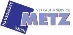 Logo eines Unternehmens: Blaues Quadrat mit "Hausgeräte GmbH", daneben "Verkauf-Service Metz".
