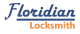 "Floridian logo with blue script text and orange underline accent."