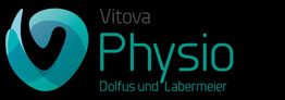 Logo von Vitova Physio, Dolfus und Labermeier mit modernem Schriftzug und geschwungenem Symbol.