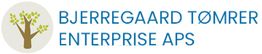 Logo med tekst: "BJERREGAARD TØMRER ENTERPRISE APS" og et ikon af et træ.