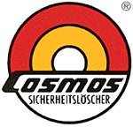 Logo mit Schriftzug "Cosmos Sicherheitslöscher" in rot, gelb und schwarz.