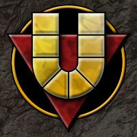 Logo mit gelbem U auf rotem und schwarzem Hintergrund, umrahmt von einem gelben Kreis.