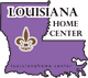 Map of Louisiana in purple with "Louisiana Home Center" text and website link.
