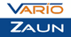 Logo mit Schriftzug "Vario Zaun" in blauer und oranger Schrift auf weißem Hintergrund.
