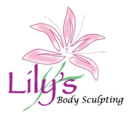 Pink lily flower with "Lily's Body Sculpting" text in purple and black.