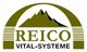 Logo mit Bergsymbol und Text: "Reico Vital-Systeme" in Olivegrün.