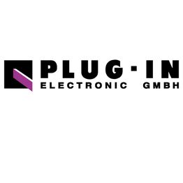 Logo von Plug-In Electronic GmbH mit schwarzem Text und einem stilisierten Buchstaben "N".