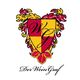 Wappen mit Buchstaben "WG" und dem Text "Der WeinGraf" darunter, rot-gelb verziert.