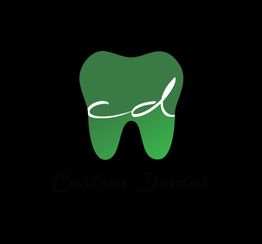 Logotipo de diente verde con las letras "cd" en blanco sobre fondo negro.