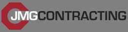 JMG Contracting logo with red octagon on a gray background.