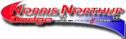 Norris Northup Dodge logo with Chrysler, Dodge, Jeep, and RAM emblems on a red and blue arc.