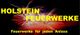 Text: "Holstein Feuerwerke, Feuerwerke für jeden Anlass" vor buntem Feuerwerk.
