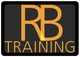 Logo mit großem Schriftzug "RB TRAINING" in Gelb auf schwarzem Hintergrund.