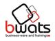 Logo mit den Buchstaben "bwats", darüber ineinander verschlungene Quadrate in schwarz und rot.