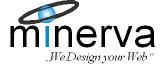 Logo von Minerva mit Slogan "We Design your Web".