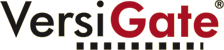 Schwarz-rotes Logo mit dem Wort "VersiGate" und stilisiertem Balkenmuster darunter.