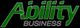 "Green 'Ability Business' logo on a black background."