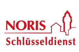 Logo mit Schriftzug "Noris Schlüsseldienst" und Turmsymbol in Rot.