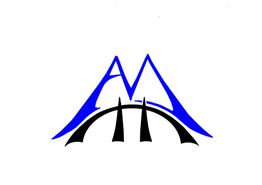 Logo mit stilisiertem blauem Berg und darunter schwarzer Brücke auf weißem Hintergrund.