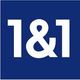 Logo von 1&1 in Weiß auf blauem Hintergrund.