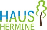 Logo mit "Haus Hermine" und stilisiertem Baum in Blau-Grün.