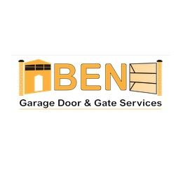 Logo of Ben Garage Door & Gate Services with stylized house and gate icons.