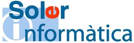 Logotipo con las palabras "Solor Informàtica" y símbolo de encendido en color rojo.