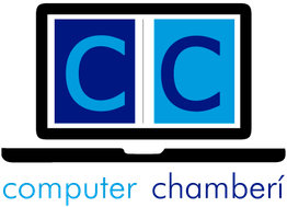 Logotipo de Computer Chamberí con letras "CC" en azul sobre fondo blanco.