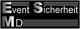 Schwarzes Logo mit silberner Schrift: "E M D Event Sicherheit" und dekorativen Linien.
