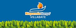 Logo di Risparmio Stampa Villabate, sfondo blu con pianta verde in basso.