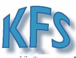 Blauer Schriftzug "KFS" vor einem weißen Hintergrund.