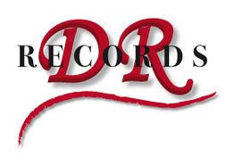 Logo mit roten Buchstaben "DR" und schwarzen "RECORDS", darunter roter Bogen.