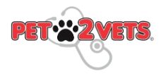 Logo saying "Pet 2 Vets" with a paw print and stethoscope design.