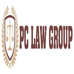 Logo of PC Law Group with scales of justice in a shield on the left.