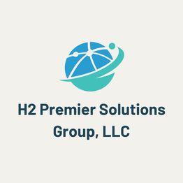 Logo of H2 Premier Solutions Group, LLC with a stylized globe and swoosh design.