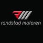 Logo van Randstad Motoren op een zwarte achtergrond.