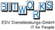 "Logo mit Schriftzug 'BITWORKS' und Text darunter: 'EDV Dienstleistungs-GmbH IT for People'."