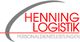 Logo von Henning Logistik mit grauem Bogen und rotem Text "PERSONALDIENSTLEISTUNGEN".