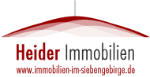 Logo von Heider Immobilien mit rotem Bogen und Website-URL.