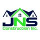 Logo of JNS Construction Inc. with house roofs above the company name in green and navy colors.