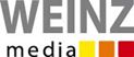 Logo mit Text "WEINZ media" und drei bunten Streifen in Gelb, Orange und Rot.