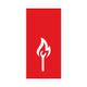 Rotes Rechteck mit einem weißen Streichholz-Symbol, das brennt.