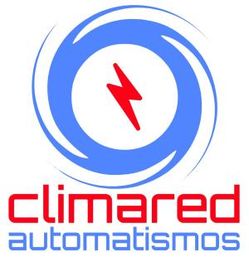 Logo de Climared Automatismos con símbolo de rayo rojo en círculo azul.
